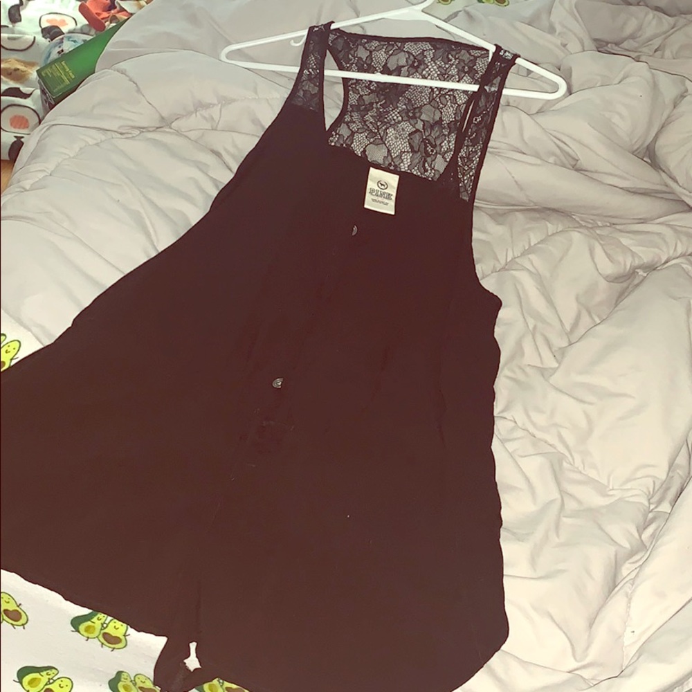 large VS PINK black lace romper